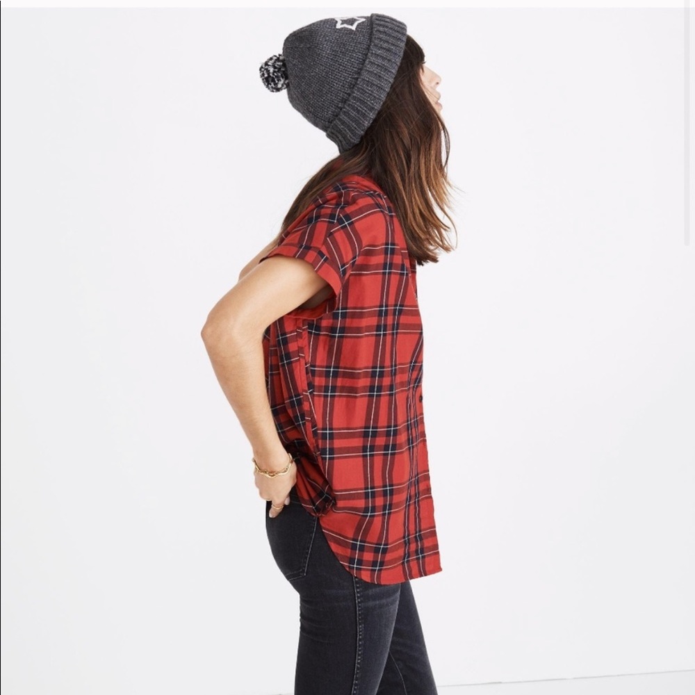 Madewell Red Plaid Top